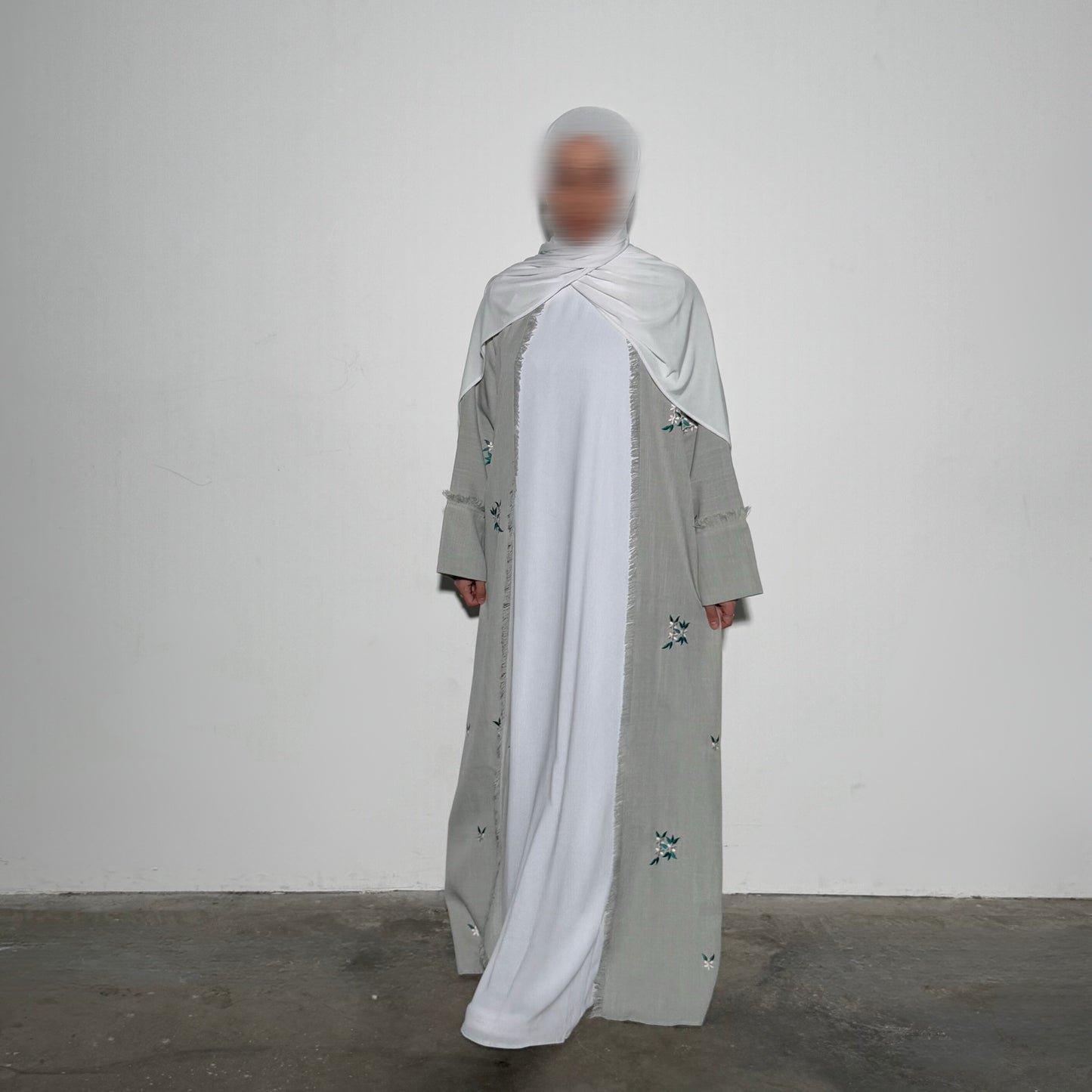 Grey Bloom Abaya