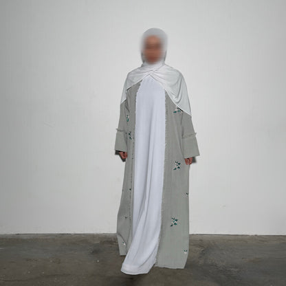 Grey Bloom Abaya