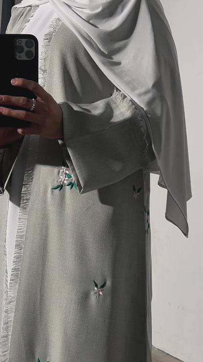 Grey Bloom Abaya